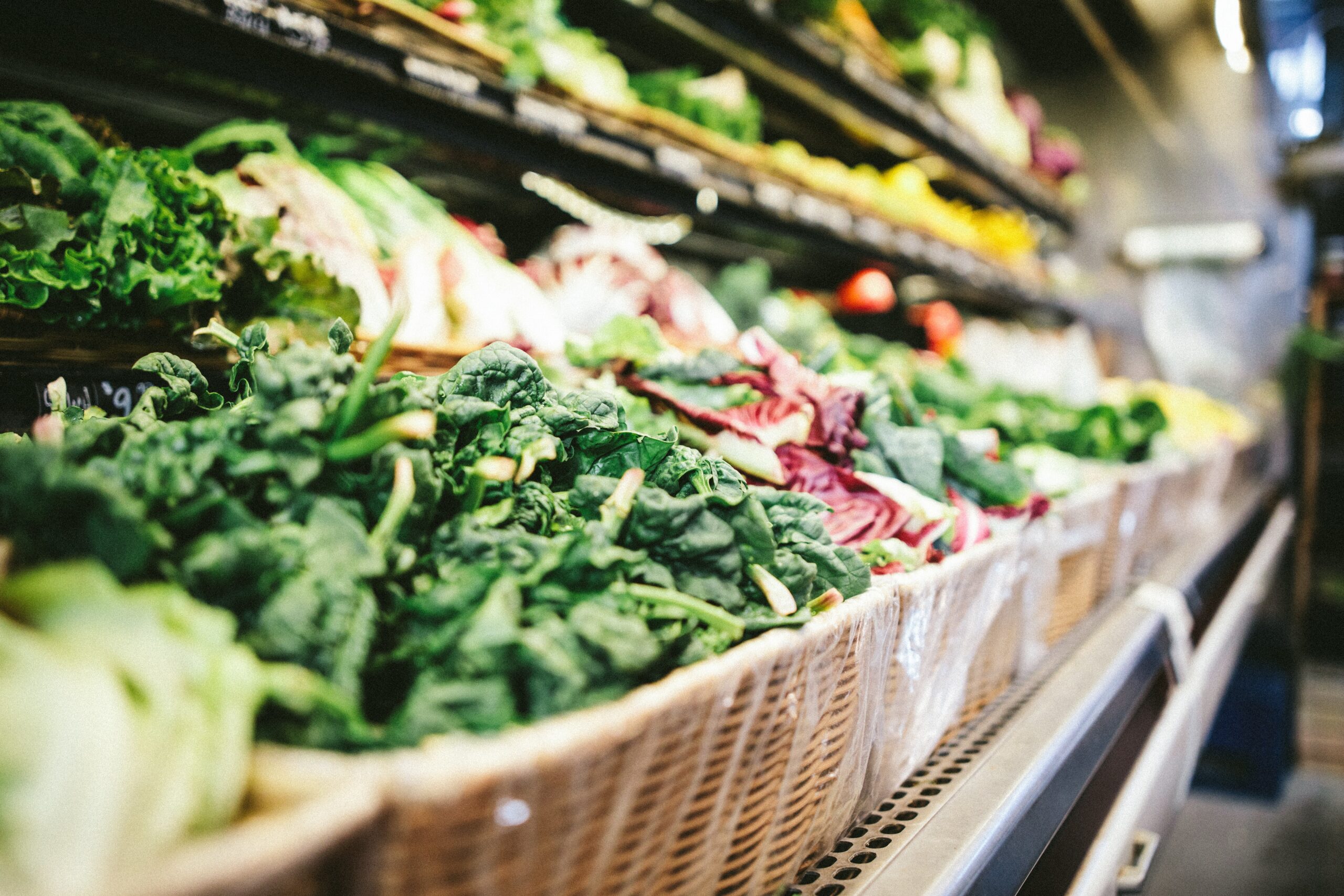 Closeup of vegetable produce aisle